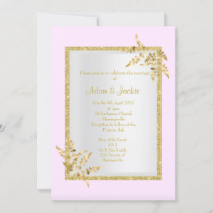 Silver pink gold leaf ELEGANT CLASSY WEDDING Invitation