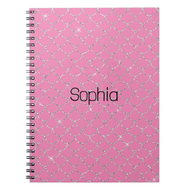Silver Pink Mermaid  Notebook (Front)