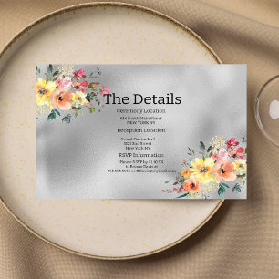 Silver pink orange mint floral theme Details Card