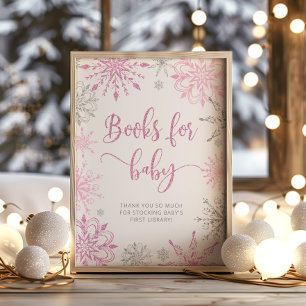 Silver pink snowflakes Books for baby Poster