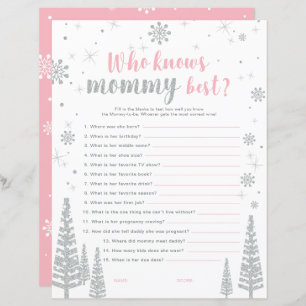Silver & Pink Winter Wonderland Baby Shower Game