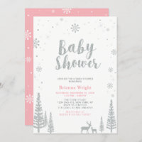 Silver & Pink Winter Wonderland Girl Baby Shower