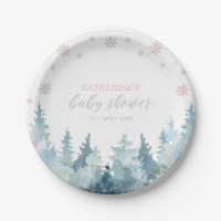 Silver & Pink Winter Wonderland Snow Baby Shower