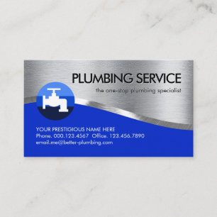Silver Pipe Blue Water Plumbing Business Card
