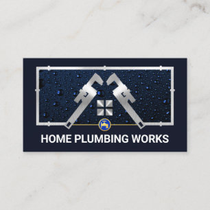 Silver Pipe Wrench Home Plumbing Business Card