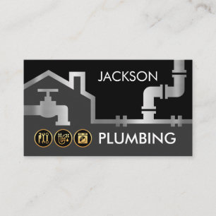 Silver Pipes Building Frame Plumber Service Business Card