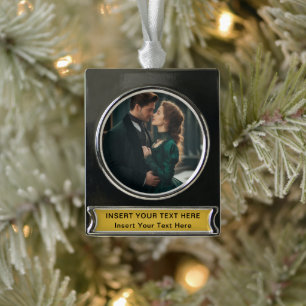 Silver Plated Banner Ornament with Custom Text and