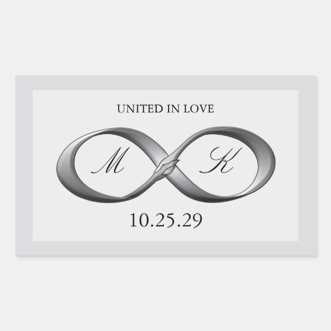 Silver Platinum Infinity Hand Clasp Wedding Favour Rectangular Sticker (Front)