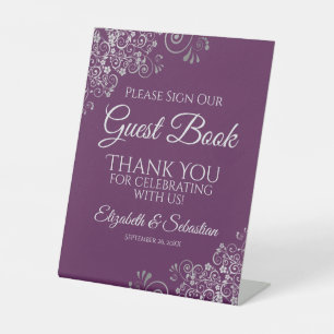 Silver & Plum Please Sign our Guest Book Sign