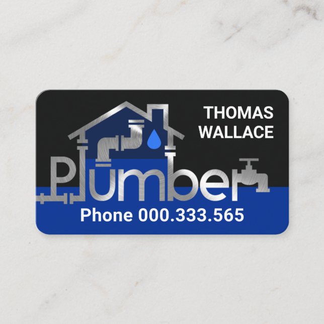 Silver Plumber Home Piping Business Card (Front)