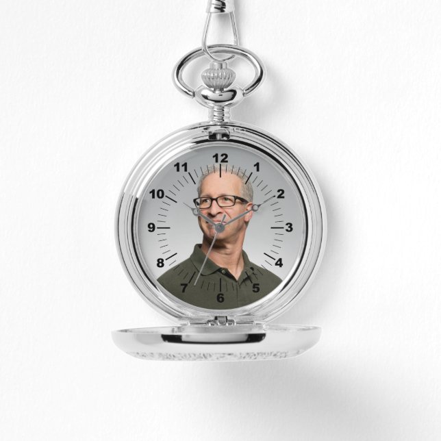 Silver Pocket Wat - Personalised  Watch (Front)