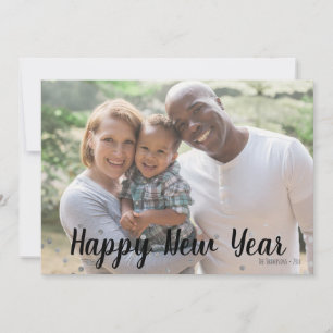 Silver Polka Dot Happy New Year Photo Card