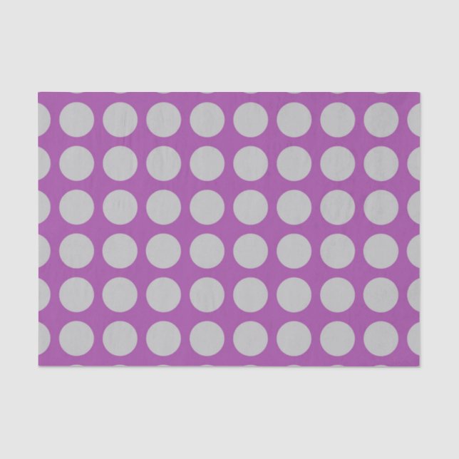 Silver Polka Dots Purple Tissue Paper (Front)