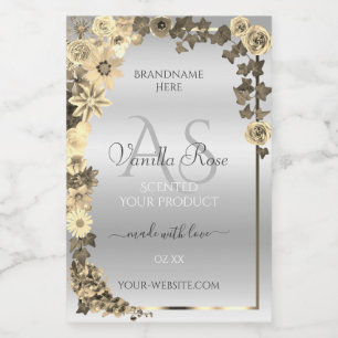 Silver Product Labels Cream Flowers with Monogram