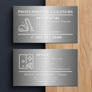 Silver professional cleaning modern business card