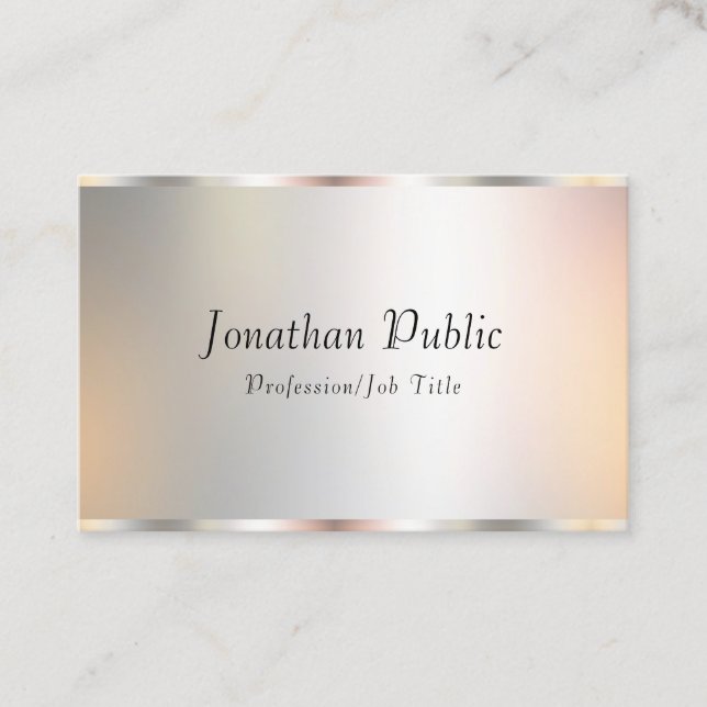 Silver Professional Elegant Template Modern Script Business Card (Front)