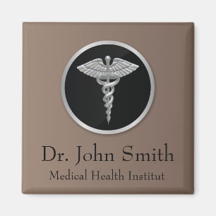 Silver Professional Medical Caduceus - Magnet