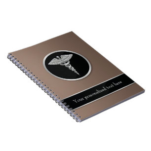 Silver Professional Medical Caduceus Spiral Notebook