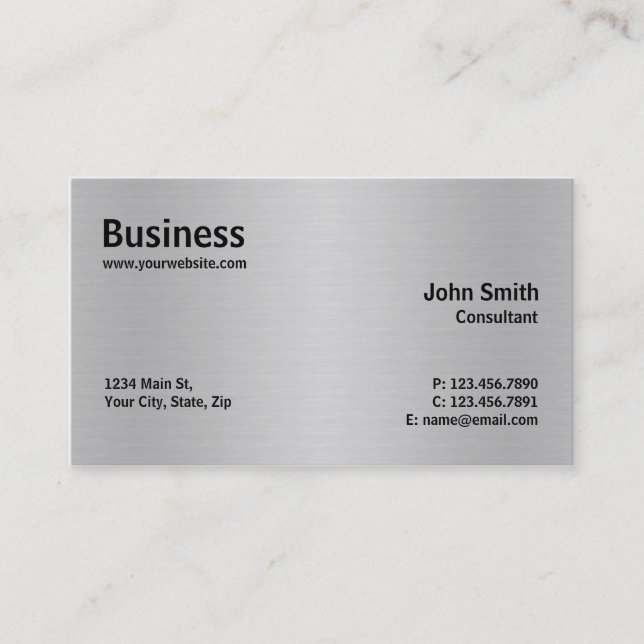 Silver Professional Metal Elegant Modern Plain Business Card (Front)