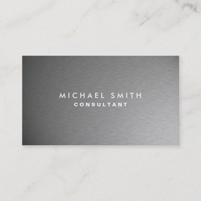 Silver Professional Metal Elegant Modern Plain Business Card (Front)