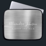 Silver Professional Metallic Monogram Business Laptop Sleeve<br><div class="desc">Modern Silver Girly Make Up and Hair Beauty Salon Faux Metallic Stainless Elegant Monogram Promotional Laptop Bag or Sleeve Promotional (promo) advertisement Case. This classy professional business computer case can be customised to include your monogrammed script signature name and job title profession or position.</div>