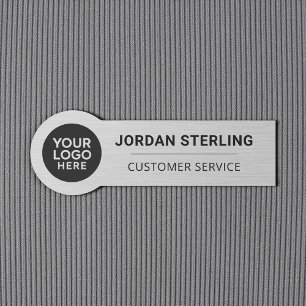 Silver Professional Modern Logo Company Corporate Name Tag