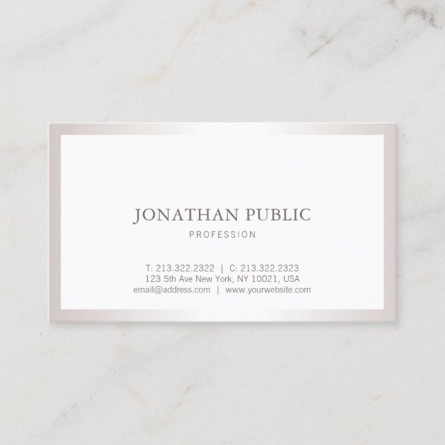 Silver Professional Plain Sleek Stylish Modern Business Card (Front)