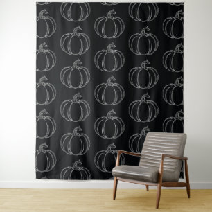 Silver Pumpkin Halloween Photo Backdrop Tapestry