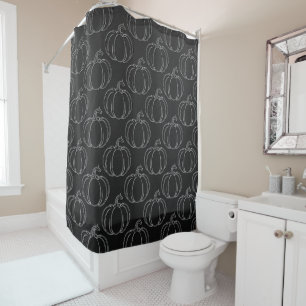 Silver Pumpkin Halloween Shower Curtain