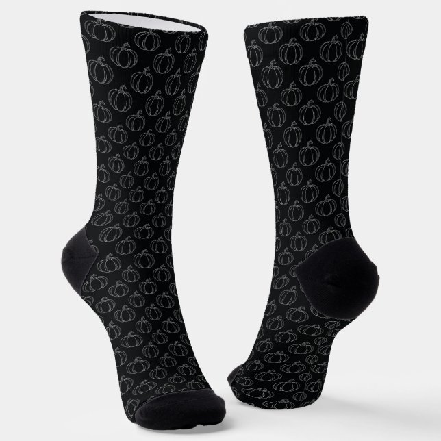 Silver Pumpkin Halloween Socks (Angled)