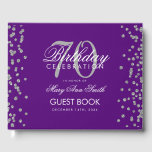 Silver Purple 70th Birthday Party Glitter Confetti Guest Book<br><div class="desc">Elegant 70th Birthday Party Silver Glitter Confetti Purple template.</div>