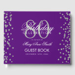 Silver Purple 80th Birthday Party Glitter Confetti Guest Book<br><div class="desc">Elegant 80th Birthday Party Silver Glitter Confetti Purple template.</div>