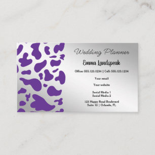 Silver & Purple Cow Print Business Card