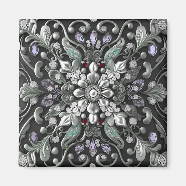 Silver Purple Decorative Magnet (Front)