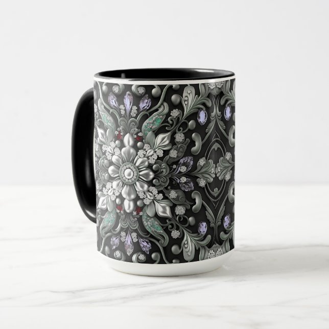 Silver Purple Decorative Mug (Front Left)
