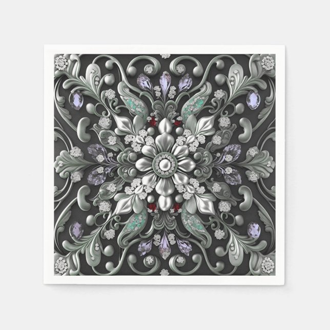 Silver Purple Decorative Napkins (Front)