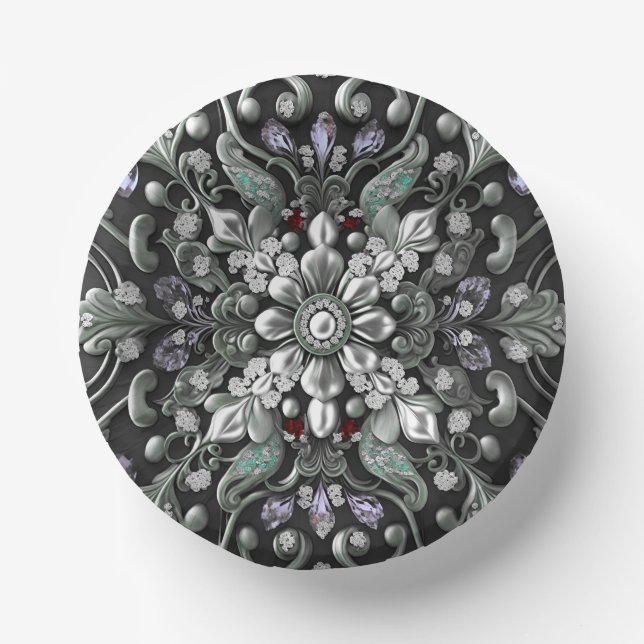 Silver Purple Decorative Paper Bowls Paper Plate (Front)