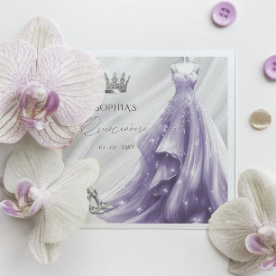 Silver Purple Dress Princess Quinceañera  Napkin