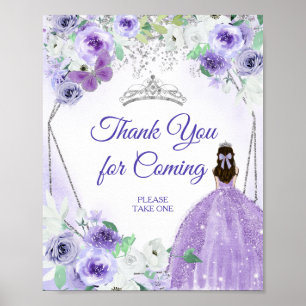 Silver & Purple Dresses Quinceañera Thank You  Poster