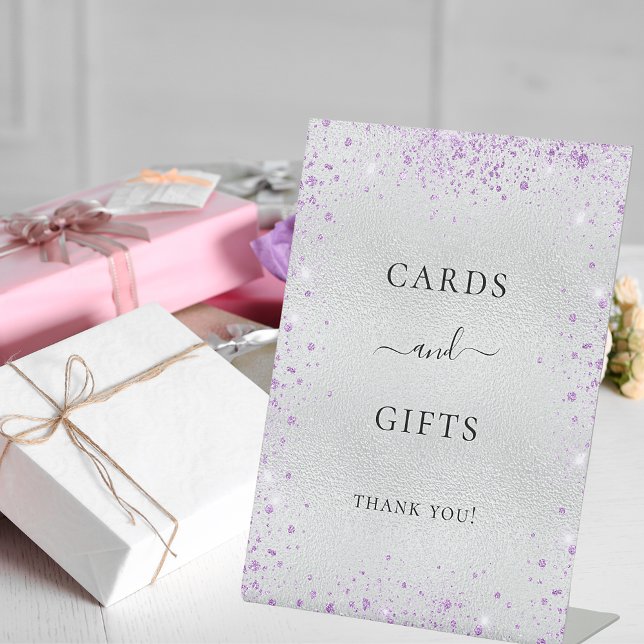 Silver purple glitter dust cards gifts sign (Creator Uploaded)