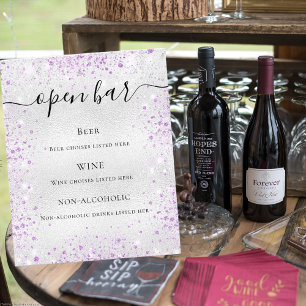 Silver purple glitter sparkles bar budget menu