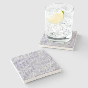 Silver Purple Glitzy Glitter Stripes Stone Coaster
