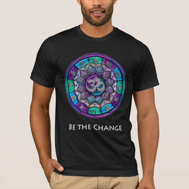 Silver Purple Independence Mandala ~ Be The Change T-Shirt (Front)