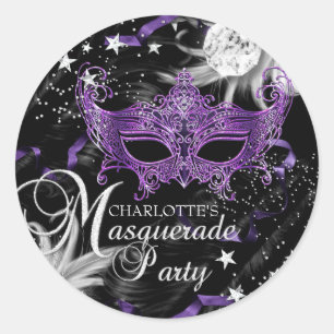 Silver Purple Mask Star Night Masquerade Sticker