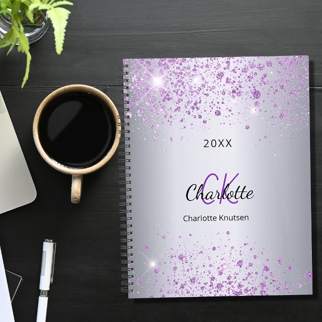 Silver purple name monogram 2026 planner (Creator Uploaded)