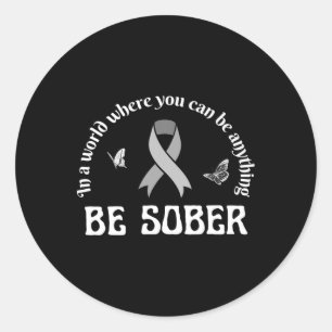 Silver Purple Ribbon Overdose Awareness Day Recove Classic Round Sticker