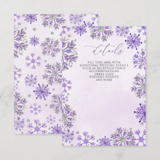 Silver Purple Snowflakes Winter Christmas Wedding Enclosure Card