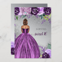 Silver Purple Sparkle Dress Sweet 16 birthday 