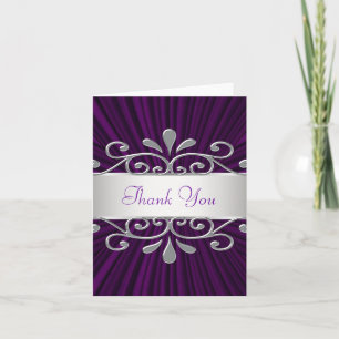 Silver Purple Velvet Purple Thank You Cards
