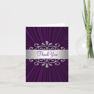 Silver Purple Velvet Purple Thank You Cards